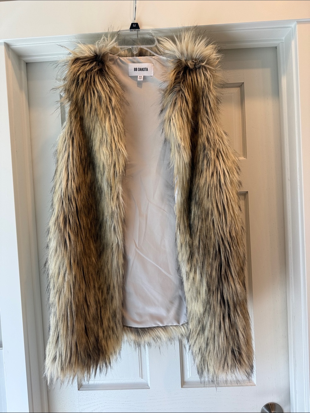 BB Dakota Faux Fur Vest in Beige Brown